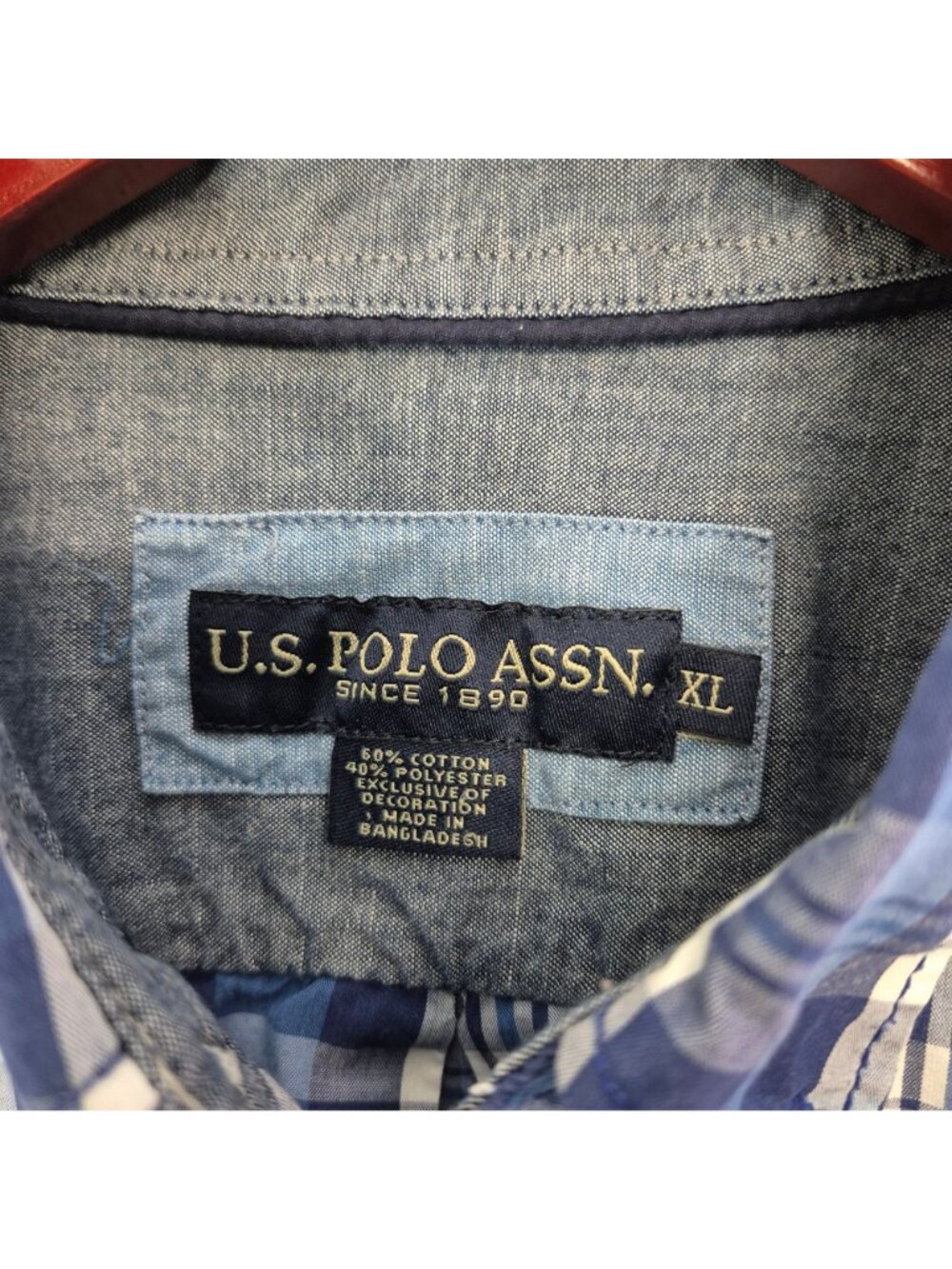 U.S. Polo Assn. Men's Blue Plaid Button-Down Long-Sleeve Shirt Size xL - Picture 2 of 6